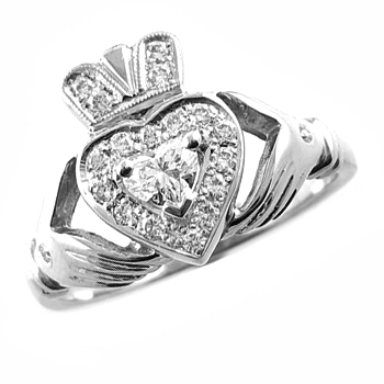 heart shaped diamond claddagh ring